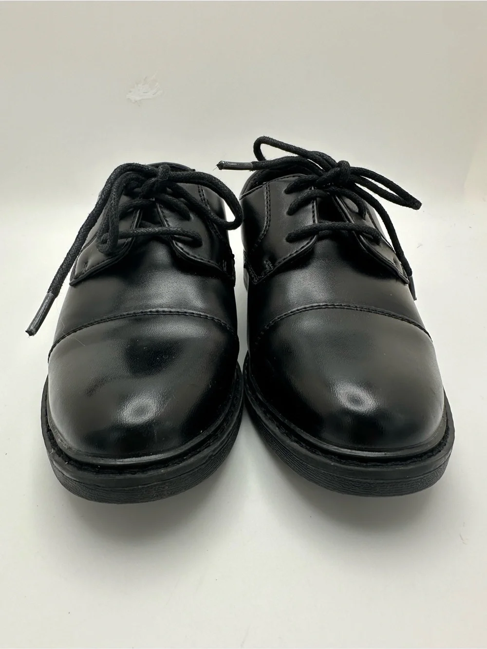 Bruno Marc Boys Sz 12 Black Leather Cap Toe Lace-Up Oxford Dress Shoes NWOT